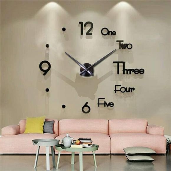 Large 3D Frameless Wall Clock Stickers DIY WallDecoration for LivingRoom Bedroom - Picture 1 of 7
